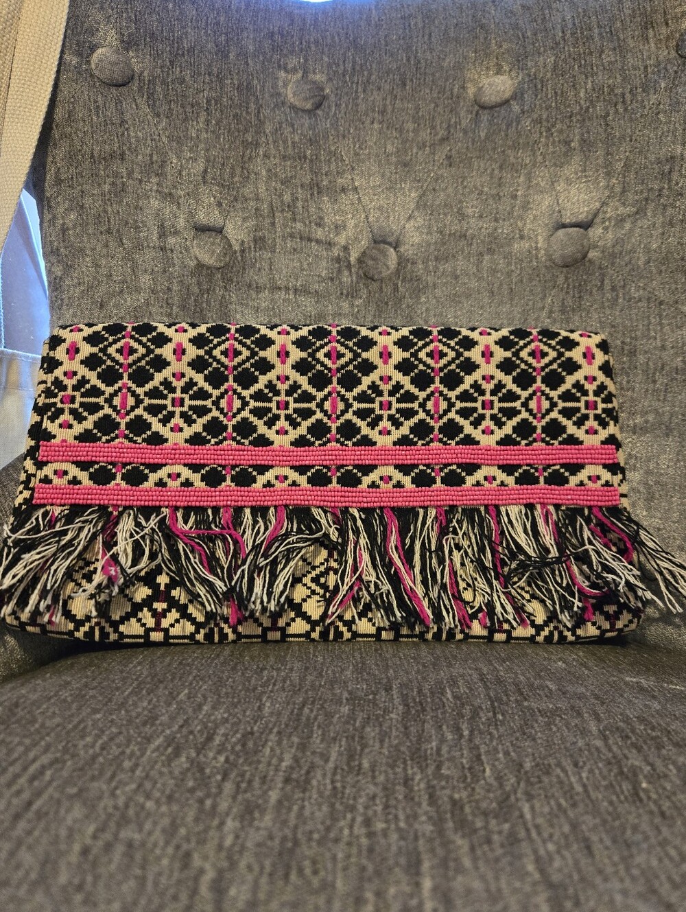 Roller Rabbit Fringe Beaded clutch